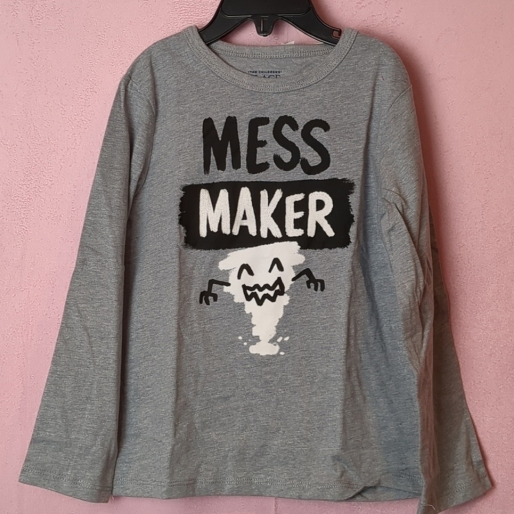 The Children's Place Gray Mess Maker Long Sleeve Graphic Tee size 4T